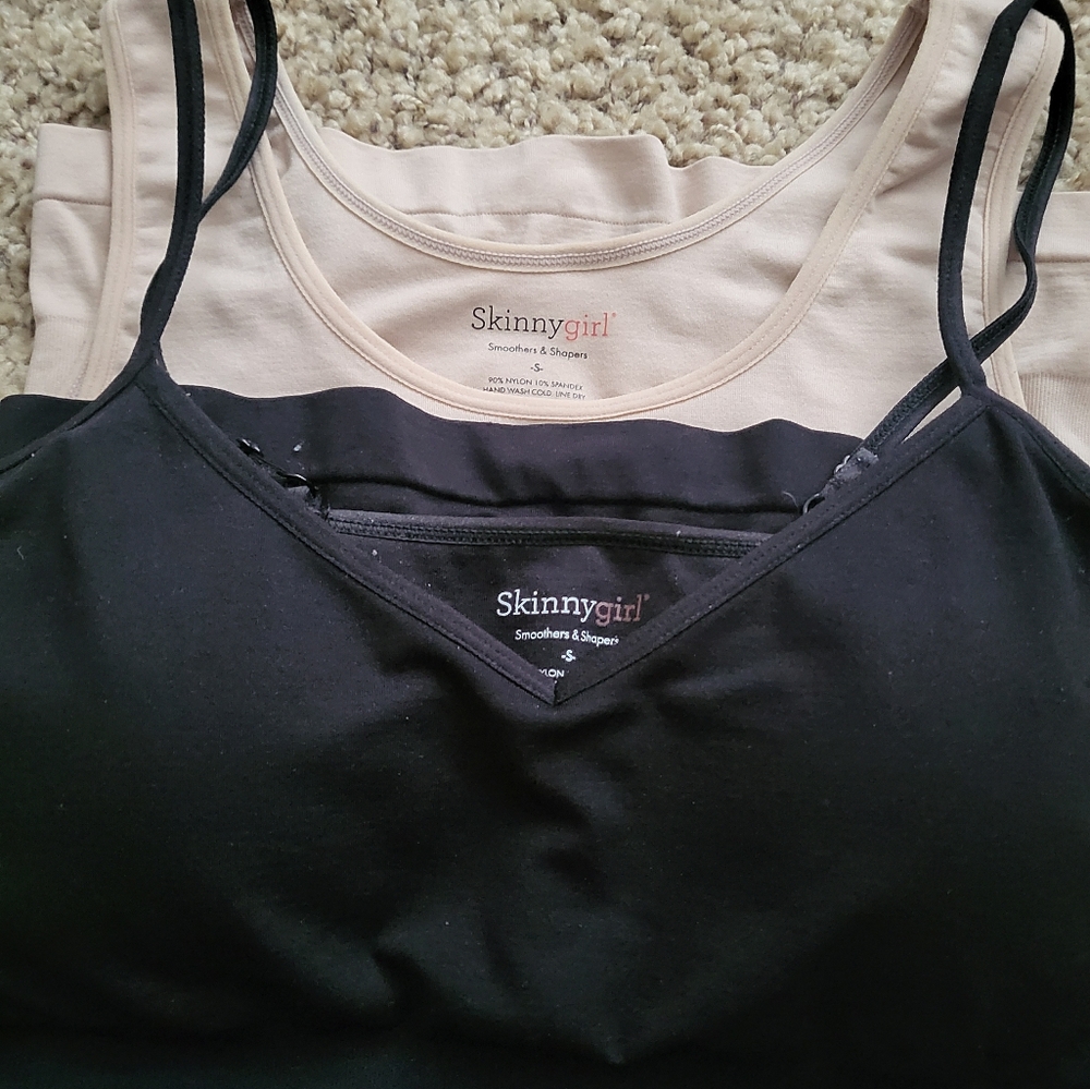 Two Skinny Girl smoother and shaper camisoles with removal pads. Size S.